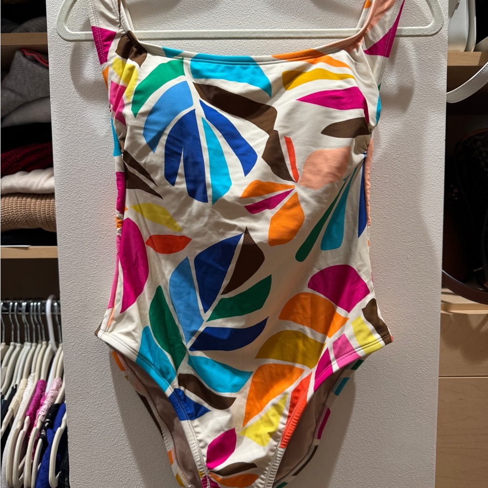 Womens One-Piece Swimsuit in Multicolor Leaf Print